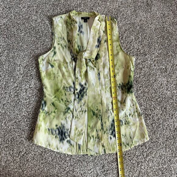 Ann Taylor green silk sleeveless button down top size 4 - Picture 8 of 10